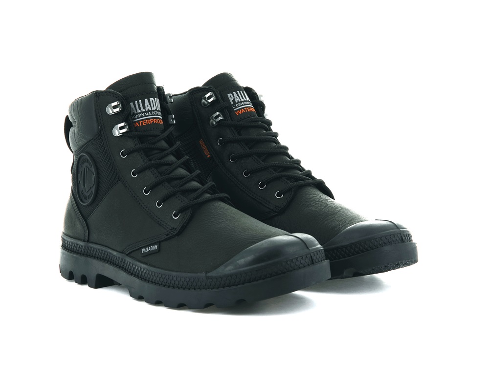 Botas Palladium PAMPA SHIELD WP+ LTH Hombre Negras | Costa Rica-48752